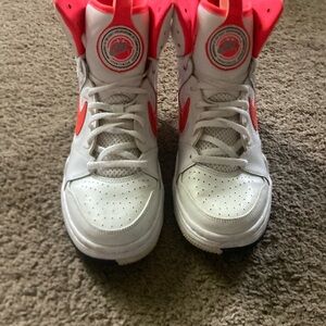 Women’s White and Red Nike Ascension High-Top Sneakers